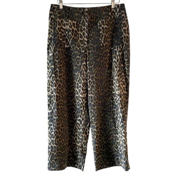 Nicole Miller Leopard Wide Leg Ankle Length Pants - Picture 1 of 9